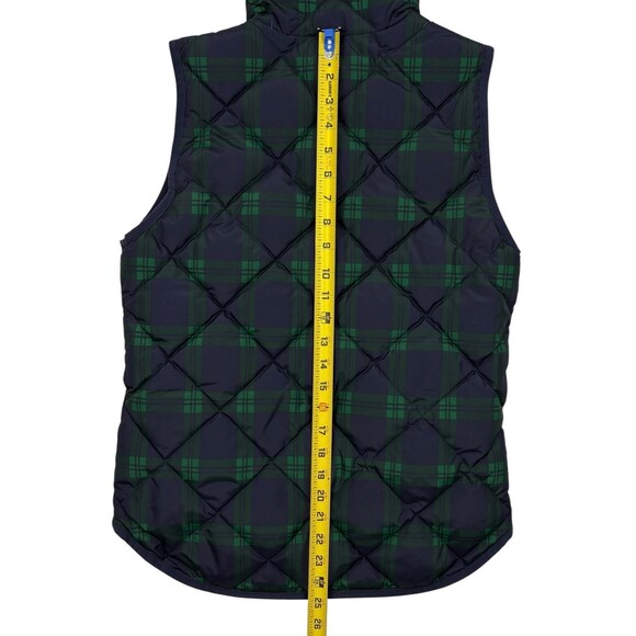 J.Crew Excursion Quilted Down Vest Blackwatch Plaid Holiday Puffer Gold Zip XS - Picture 12 of 14